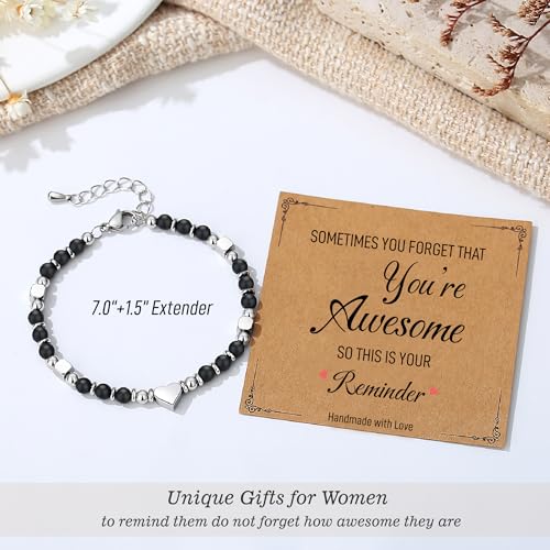 TONY & SANDY Tiny Beaded Bracelets for Women, Sometimes You Forget You're Awesome Gift, Unique Gifts for Women, Mom, Daughter, Wife, Coworker, Best Friend, Bestie, Granddaughter - style: Black Onyx