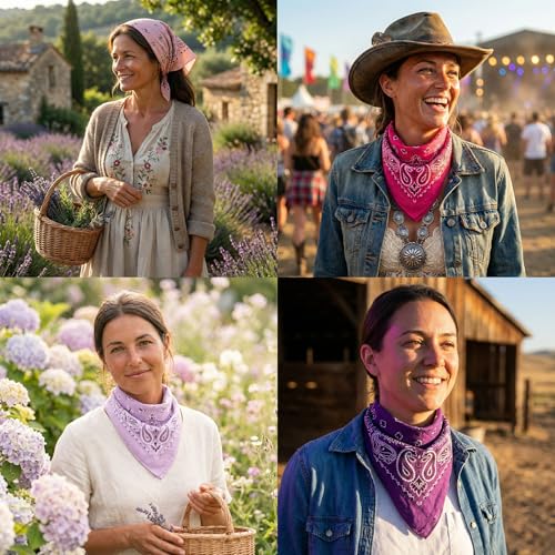 The Peacock Crew Premium Soft Cotton Bandanas Pack for Men and Women Paisley 22 x 22 inches - color: Pack of 4 the Bloom Set