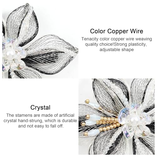 Mistofu 3.14Inch DIY Copper Wire Metal Hand-woven High-level design Barrettes Elegant Hair Accessories, Gifts for Women Girls (Black and White 2) - color: Black and White 2