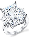 Metal Masters 9 Carats Sterling Silver 925 Kim Kardashian Engagement Wedding Ring Emerald-Cut Cubic Zirconia