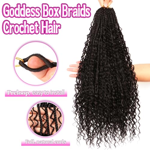 Goddess Boho Box Braids Crochet Hair-8 Packs 24 Inch Crochet Box Braids for Black Women Pre Looped (1B#, 24 Inch(Pack of 8)) - color: 1B#, size: 24 Inch (Pack of 8)