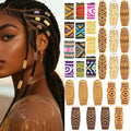 CooBigo 30pcs Hair Beads for Braids, 18 Plastic + 12 Fabric African Hair Dreadlock Beads Loc Hair Jewelry Imitation Wood Tube for Women Men Dreadlock Accessories Necklace Bag DIY Crafts - color: 18 Styles Total of 30pcs
