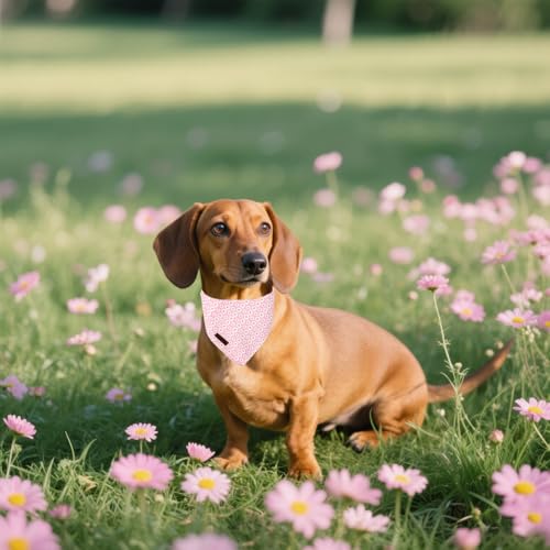 Lionet Paws Spring Daisy Dog Bandana Washable Cotton Handkerchief Scarf Triangle Pink Bandana for Small Medium Large Dogs Girl Boy - color: Pink Daisy, size: Small (Pack of 1)