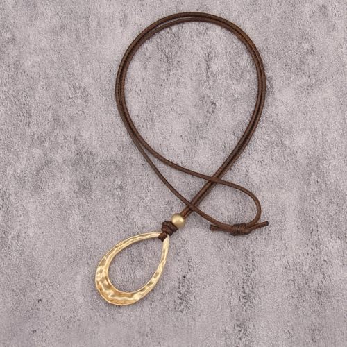 JAOYU Boho Necklace for Women Large Pendant Necklace Boho Long Choker Leather Gold Necklace Vintage Earthy Jewelry Trendy - style: Boho Gold Necklace