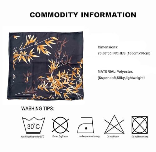 Acotavie Scarfs for Women Fashion Scarves Long Floral Pattern Scarf Headscarf Lightweight Sunscreen Shawls - color: Black