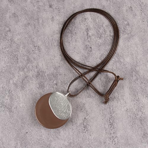 Leather Necklace for Women Large Pendant Hippie Choker Necklace Vintage Sweater Necklace Chunky Boho Necklaces for Women - style: Large Long Necklace