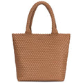 BAGOK Woven Tote Bag for Women, Handwoven Vegan Leather Shoulder Bag with Clutch, Large Tote for Work, Travel & Beach - color: Brown