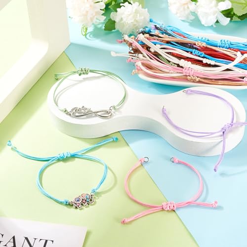 Adjustable Slider Bracelets Colorful Half Finished Bracelets Adjustable Beaded Bracelets DIY Friendship Bracelets for Women Jewelry Making Gifts Supplies - color: Colorful
