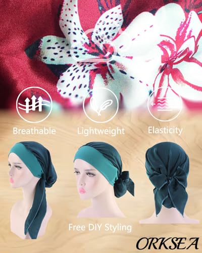 Chemo Headwear for Women Head Scarf Headwraps Silky Soft Turbans for Women Cancer Hats Chemo Beanie Coverings Scarves - color: C Big Red Pattern 2