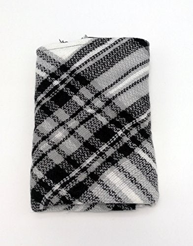 Wander Agio Womens Warm Long Shawl Winter Wraps Large Scarves Knit Cashmere Feel Plaid Triangle Scarf - color: Raw White Grey Colour 5