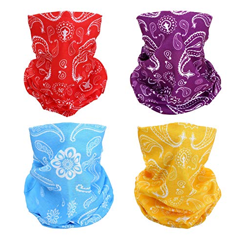 4 Cashew Flower Headband Bandana Balaclava Half Face Mask Shield Head Hair Scarf Neck Gaiter Hat Multipurpose For WoMen Men Breathable Reusable Washable Red Purple Blue Yellow - color: 4x Konjac Flower Color Mask