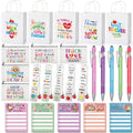 25 Pcs Teachers Appreciation Gift for Women Teacher Kraft Paper Bags Makeup Bags Sticky Notes Ballpoint Pens and Bookmarks Graduation Gifts for Tutor Appreciation Week Gift Sets Bulk - style: White