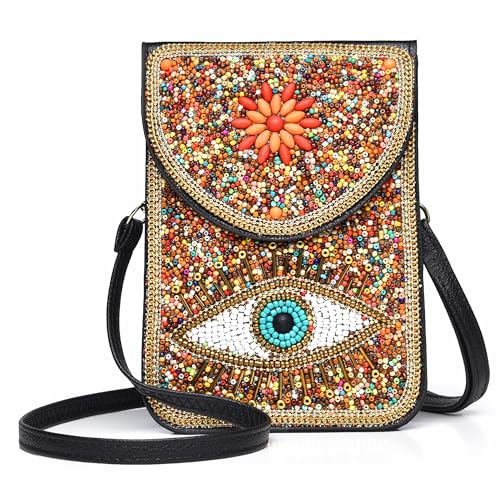 Small Crossbody Bags for Women Designer Cell Phone Bag Boho Shoulder Wallet Purse - color: Colorful
