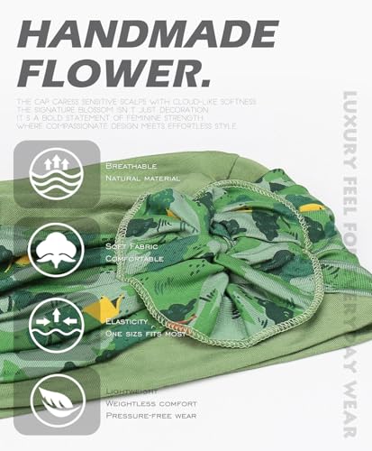 Chemo Headwear for Women Cancer Patients Lightweight Head Coverings for Hair Loss Seasonal - color: Green Green