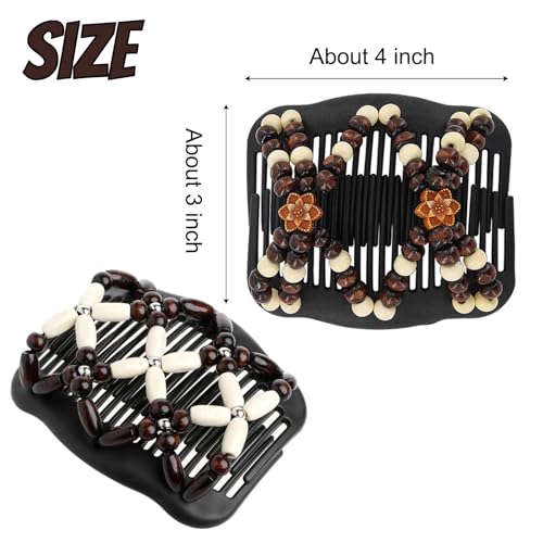 Suptizizkz 5 Pieces Stretchy Magic Hair Comb Adjustable Elastic Comb Hair Clip for Women Girls No Crease Hair Pins Vintage Hair Bun Maker Hair Accessories for Curly Thick Wavy Hair Ponytail, Mixed - color: Mixed