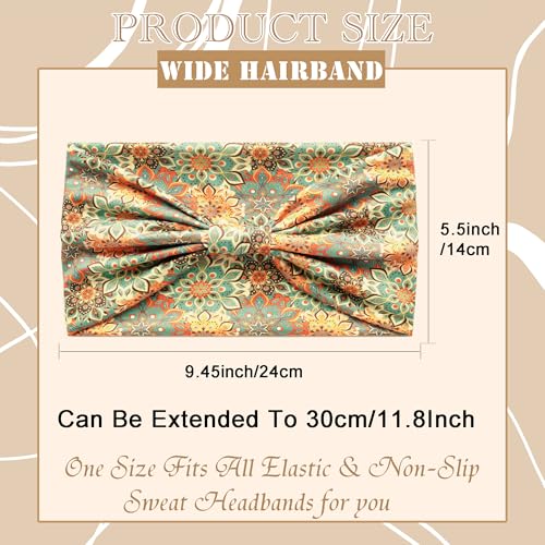 Wide Headbands For Women Boho Head Bands Floral Printed Bandana Hair Band Fashion Head Wraps Bohemian Turban African Scarf Workout Yoga Sweatbands Hair Accessories For Women Girls 4 Pack - color: Style 80