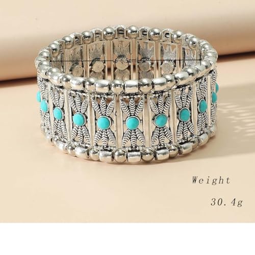 Western Bracelets for Women Vintage Chunky Turquoise Cuff Bracelet Turquoise Country Bracelets Adjustable Boho Cuff Bracelet Western Country Costume Jewelry Accessories - style: Style13