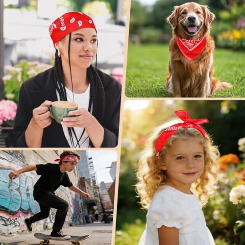 Morcheiong 8/16 Pcs Bandanas Paisley Bandana Head Scarf Headband Handkerchiefs for Men Women Boy Girls - color: Red