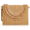 Crossbody Bags for Women, Straw Clutch Purses, Bohemian Handmade Woven Envelope Package, Tassel Handbags for Women | Bohemian - color: Khaki