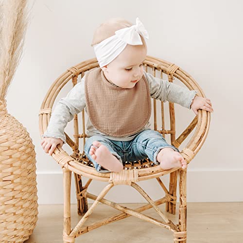 Konssy Muslin Baby Bibs 8 Pack Baby Bandana Drool Bibs Cotton for Unisex Boys and Girls, Soft Absorbent Set for Teething and Drooling - color: Clay