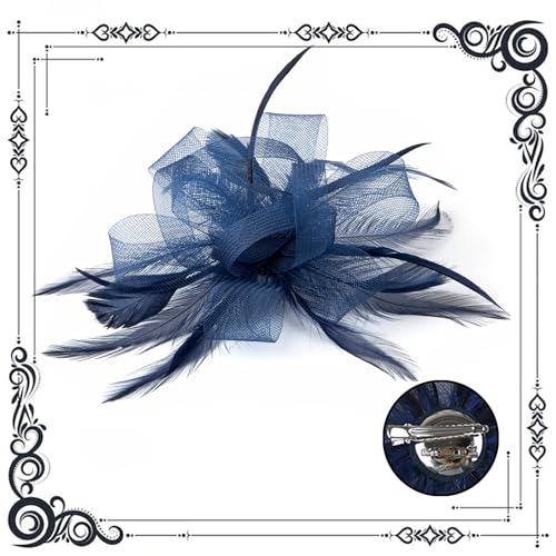 dressfan Womens Fascinator Hat Headpiece 20s Vintage Wedding Hair Accessories for Derby/Wedding/Cocktail/Tea Party - color: Navy Blue