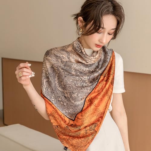 K-Elewon Large Square Scarf 43" Silk Scarf Fashion Scarves Silk Feeling Hair Wrapping Scarfs Night Sleeping Headscarf - color: Vb15