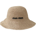 Women Straw Sun Hat Summer Beach Hats Foldable Floppy Cap Wide Brim Bucket Hat Solid Handmade Sun Protection Caps - color: Min-khaki