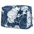 Narwey Cute Makeup Bag Travel Cosmetic Bag Organizer Toiletry Bag Make Up Bags with Compartments for Women Girls (Large, Blue Lotus) - color: Blue Lotus, style: Large