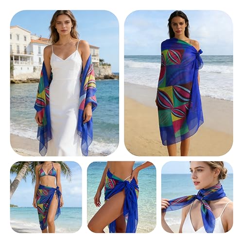 Womens Sexy Bohemian Floral Beach Cover Up Sarong Wrap Swimsuit Beachwear - color: Royal Blue