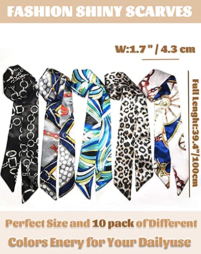 kcctoo 2/6/10Pack Scarf Bags for Women Handbag Scarfs Band Hair Neck Scarves Fashion Gifts - color: Blue Multi Color - 10pcs