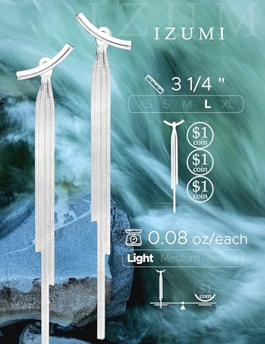 Long Dangle Earrings for Women – Elegant Dainty Tassel 18K Gold Plated Earrings for Womens in Prom Lightweight and Hypoallergenic Dangling Gold Earings for Women and Teens - color: Izumi Silver