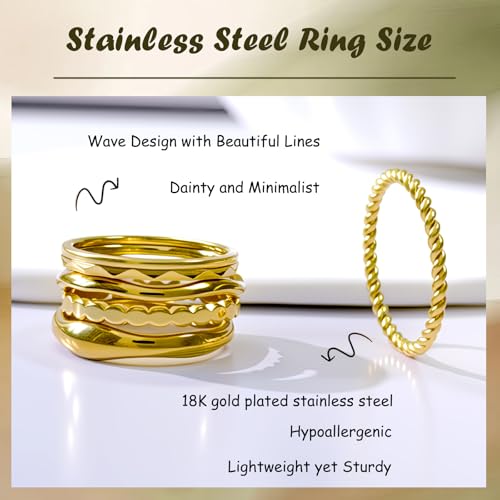 Gold Rings for Women Dainty Stacking Ring Set 18K Gold Plated Thumb Rings Non Tarnish Chunky Thin Gold Jewelry