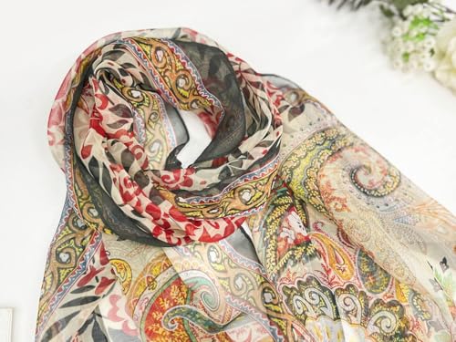 MINIDORA Lightweight Scarves for Women Elegant Floral Pattern Scarf Shawls Sunscreen Head Shawls - color: Style 14-black