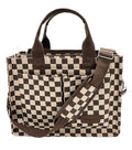 Large Canvas Tote Bag for Women Work Tote Bags with Pockets Laptop Crossbody Purses Everyday Bag Handbags for Travel - color: New Upgrade Plus Brown Checkerboard
