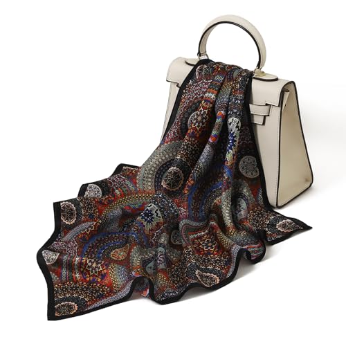STARWHISPER 100% Pure Mulberry Silk Square Scarf-27''x27 Lightweight Hair Scarves Headscarf Night Sleeping with Gift Packed - color: Colorscape