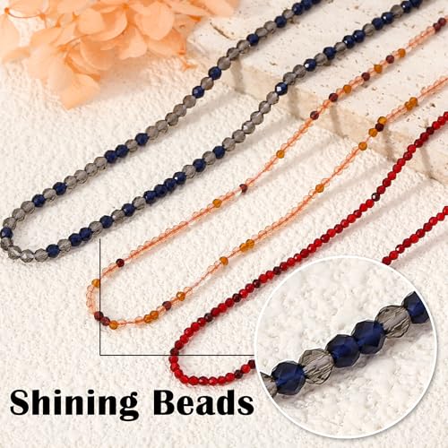 JSJOY Tiny Crystal Beaded Choker Necklaces for Women Colorful Beaded Necklace Dainty Choker Necklaces Simple Boho Jewelry Gifts for Teens Handmade Shining Bead Necklaces Gifts - color: Dark Blue