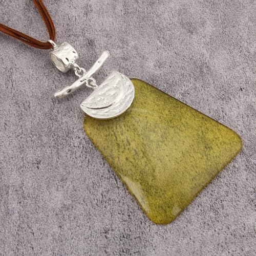 Leather Necklace for Women Large Pendant Hippie Choker Necklace Vintage Sweater Necklace Chunky Boho Necklaces for Women - style: Boho Pendant Necklace