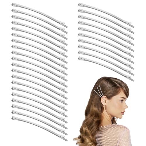 Tyqour 30 PCS Curved Bobby Pins for Women Silver Jumbo Bobby Pins for Thick Hair Long Hair Pins for Buns for Women Thick Long Updo Hair Style - color: Silver