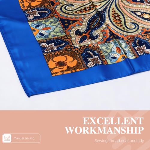 35 x 35 Women's Fashion Pattern Large Square Silk Like Hair Scarf Head Sleeping Wrap Satin Neck Bandana for Gift… - color: Big Cashew Navy Blue