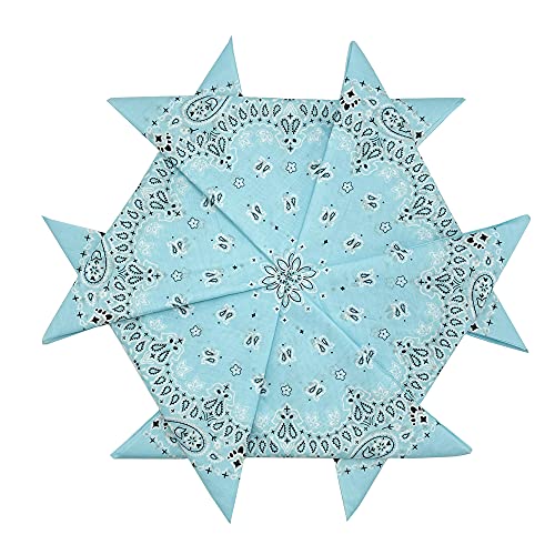 6 Pack 12 Pack Bandanas 2 Sides Printed 22inch Unisex Cowboy Kerchiefs - color: Light Blue-6 Pack