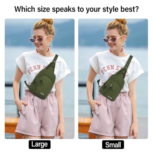 Hanke Crossbody Sling Bag for Women Men, Small & Large Casual Cross Body Sling Bags, Chest Bag for Outdoor Hiking Travel - color: Pine Green, size: Large