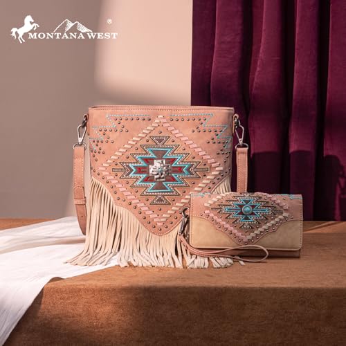 Montana West Western Crossbody Bag Purse for Women - color: Dark Pink