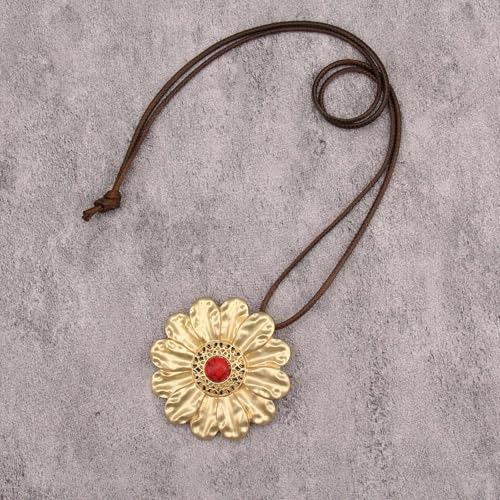 JAOYU Boho Necklace for Women Large Pendant Necklace Boho Long Choker Leather Gold Necklace Vintage Earthy Jewelry Trendy - style: Bohemian Long Pendant Necklace