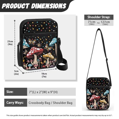 Womens Crossbody Bag Cell Phone Purse Wallet Small Shoulder Handbag for Workout Travel Gym - color: Cartoon Mushroom