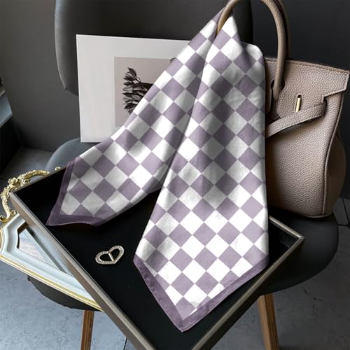 Scarf Silk Feeling Square Satin Head Hair Scarf Wrap 27.5 Inches Headwear Aesthetic Cute Decoration Women Girls - color: V-2-purple