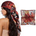 AWAYTR 35” Square Satin Head Scarf Hair Scarf for Women's Hair Silk Bandana for Women Silk Head Wrap for Sleeping - color: Leopard (Reddish Brown)