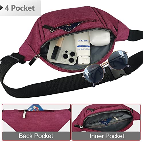 Crossbody Fanny Pack for Women Fashionable,Fashion Waist Bag Purse,Belt Bag for Travel Walking Running Hiking Cycling,Easy Carry Any Phone,Wallet (Purple) - color: Purple