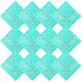 Suhine 12 Pcs Bandanas Bulk for Women Men 22 x 22 Inch Paisley Headband Cowboy Handkerchief Summer Beach Party Costume - color: Mint Green