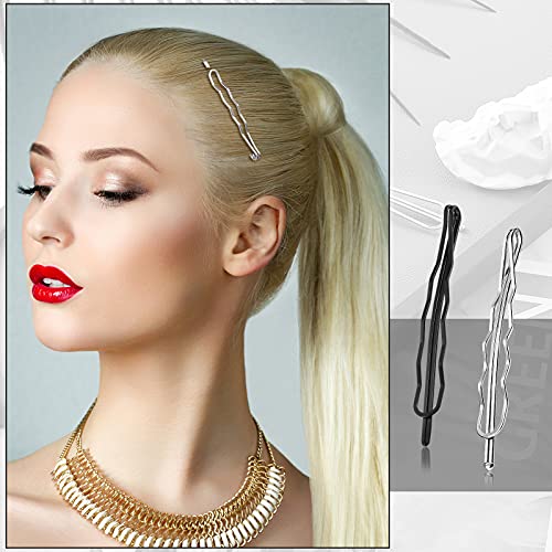 10 Pieces Geometric Metal Hair Clips and Barrettes for Women - Hair Styling Pins, Minimalist Decorative Wedding Accessories, Dainty Headwear (Silver, Black) - color: Silver, Black