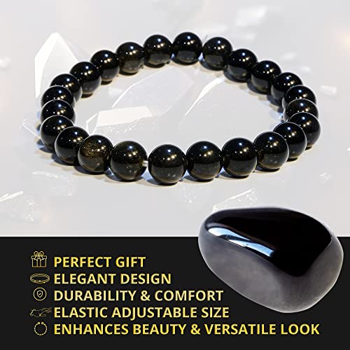 ANAYA AGATE Healing Crystal Bracelet for Women and Men – 8mm Round Beaded Bracelet for Men and Women – Unisex Stretchy Gemstone Bracelet for Healing and Protection - color: Black Tourmaline